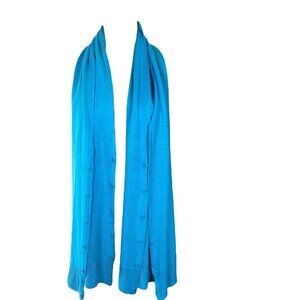 Papillon 3 in 1 bamboo knit scarf wrap cardigan button-up turquoise 254i